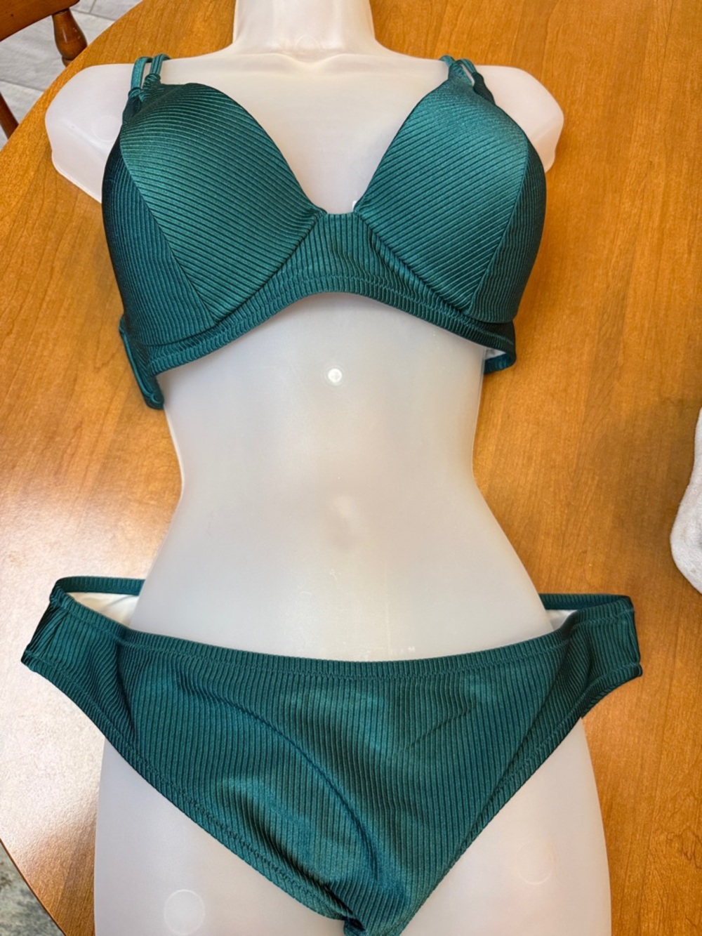Shade & Shore Forest Green Ribbed Swim Bikini